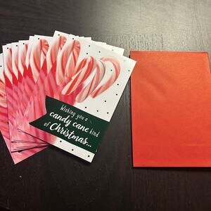 New Hallmark Set of 10 Red Candy Cane Christmas Holiday Greeting Cards